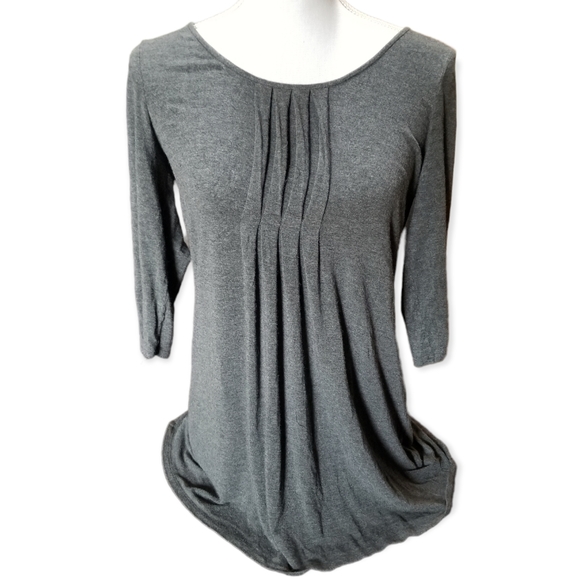 Eileen Fisher soft tunic-length top, 3/4 sleeve charcoal gray soft sz S/M - Picture 1 of 7